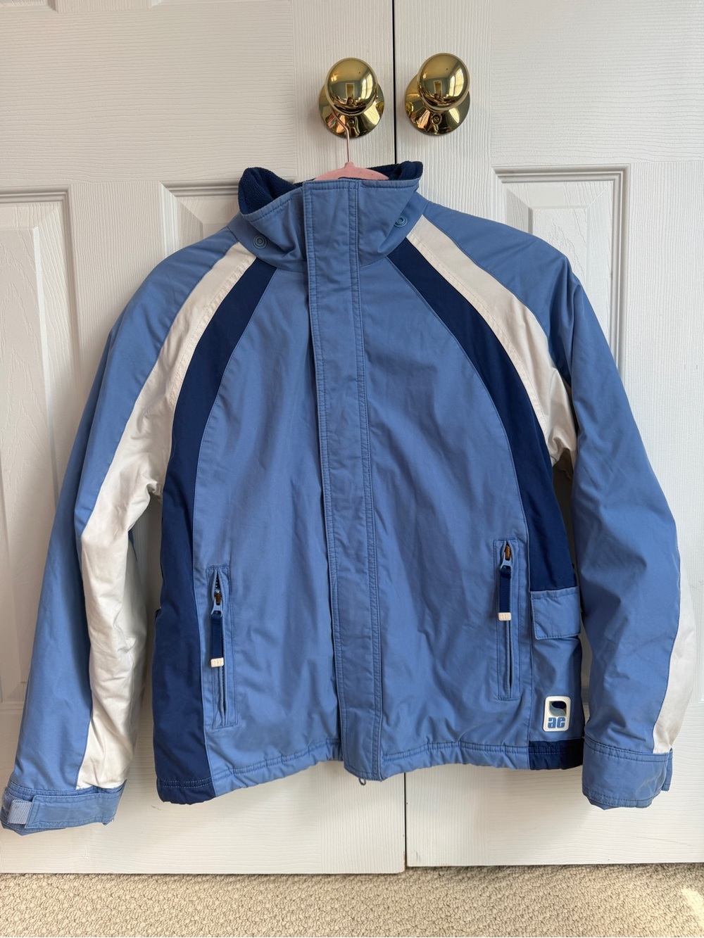 American Eagle Outfitters Light Blue & Navy Colorblock Ski Jacket